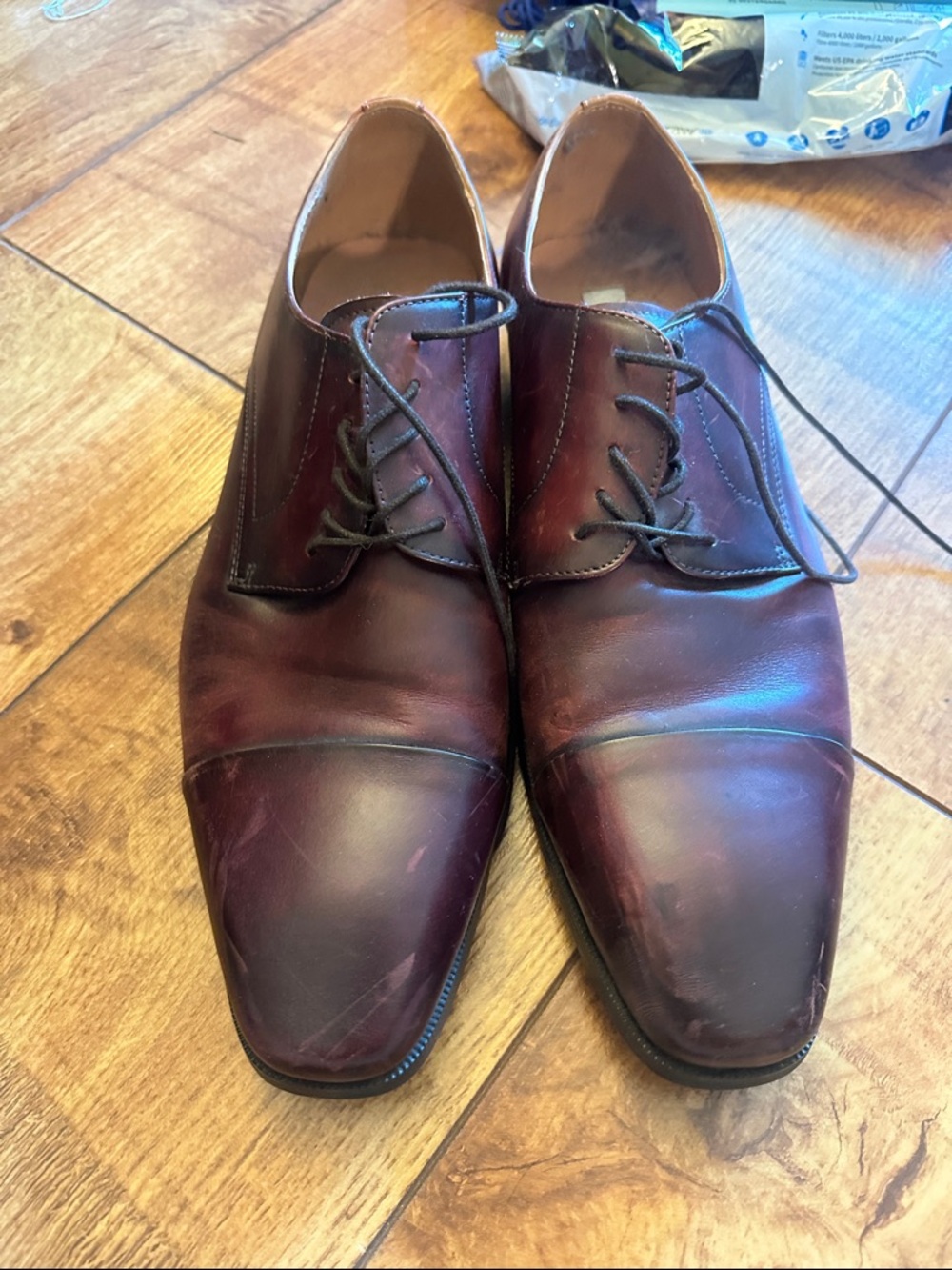 Men's dark brown Leather Cap-Toe Dress Shoes - Classic Lace-Up sz 10.5